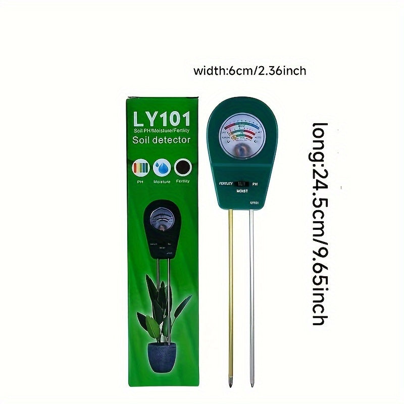 The Three-In-One Soil Tester is a handy tool for gardening, requiring no batteries and easy to use.