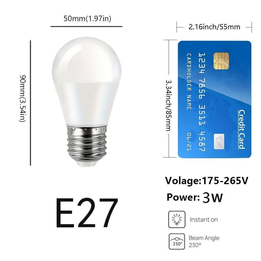 5 pieces of 3W E27 LED Bulbs in 220V suitable for indoor use in living rooms.