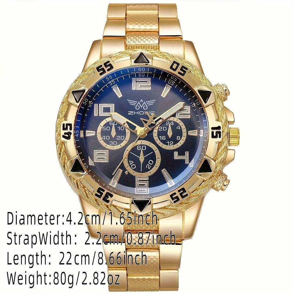 Stylish Gold-Detailed Quartz Watch for the Confident Gentleman with a Business Edge