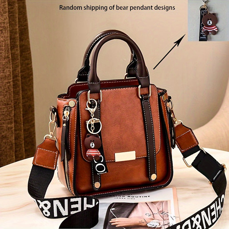 Women's casual messenger bag, 2024 new arrival, with adjustable strap and water-resistant polyester lining. Zipper closure and random pattern design make it fashionable for work and outings.