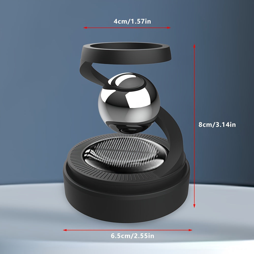 Solar-powered car aromatherapy diffuser rotates, creates long-lasting fragrance, and is compatible with various aromatherapy products.