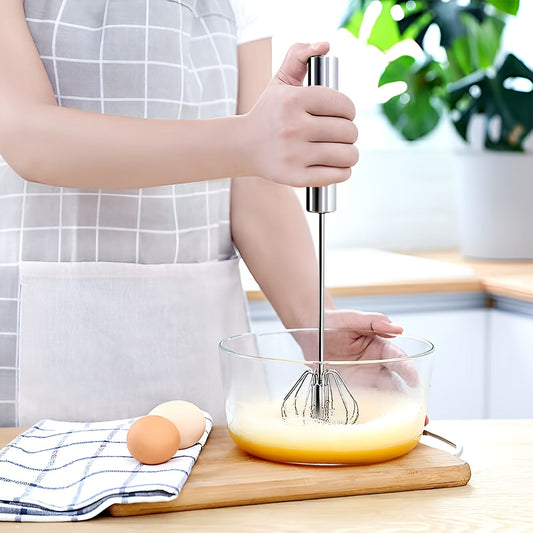 Sturdy hand-operated egg whisk - Simple one-touch operation, fast blending for cream & eggs, uniform & smooth results, effortless to clean stainless steel, comfortable grip handle, anti-slip design, ideal for baking & cooking tasks