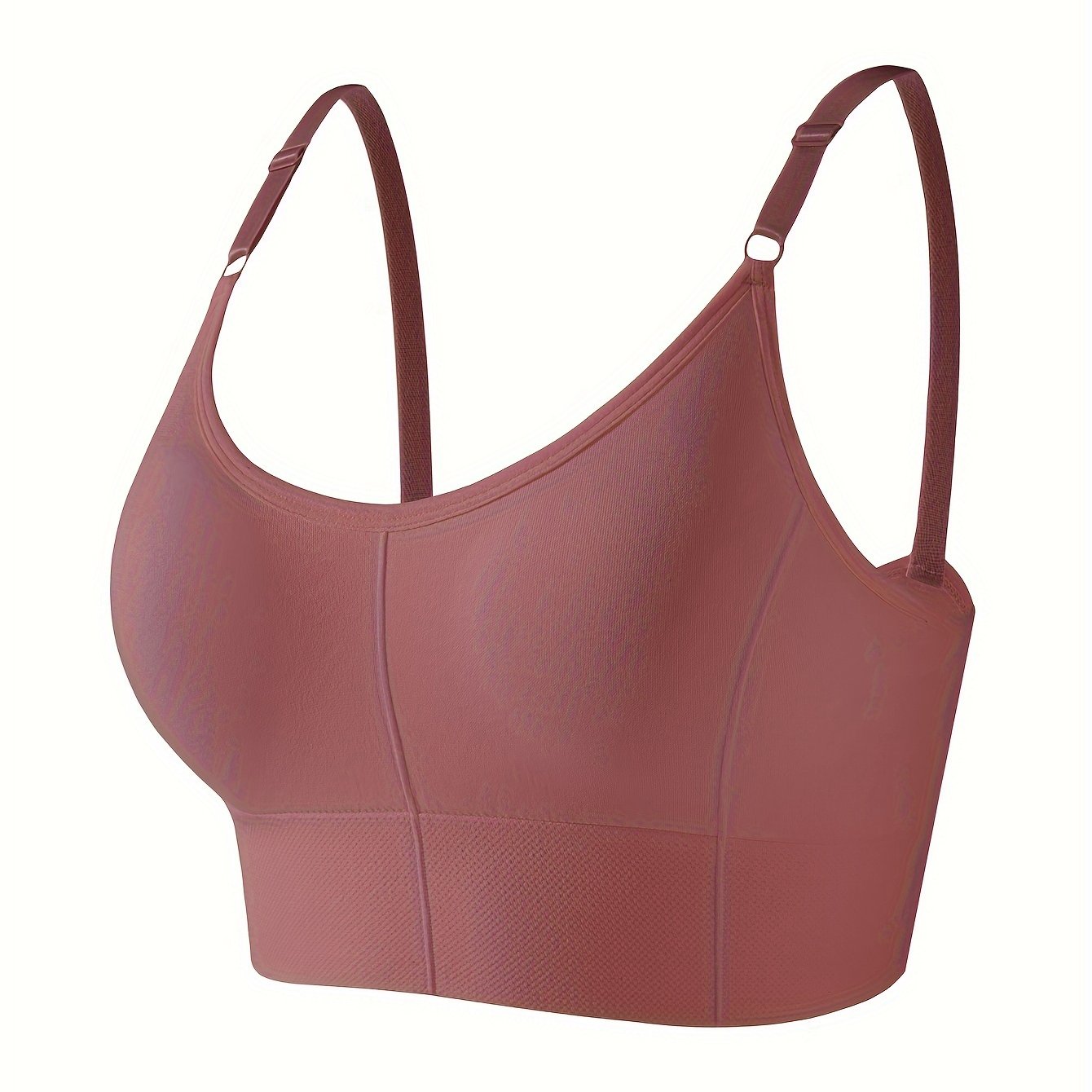 Gray wireless women's bra with removable pads, comfortable nylon blend, adjustable straps, backless design, and breathable fabric.