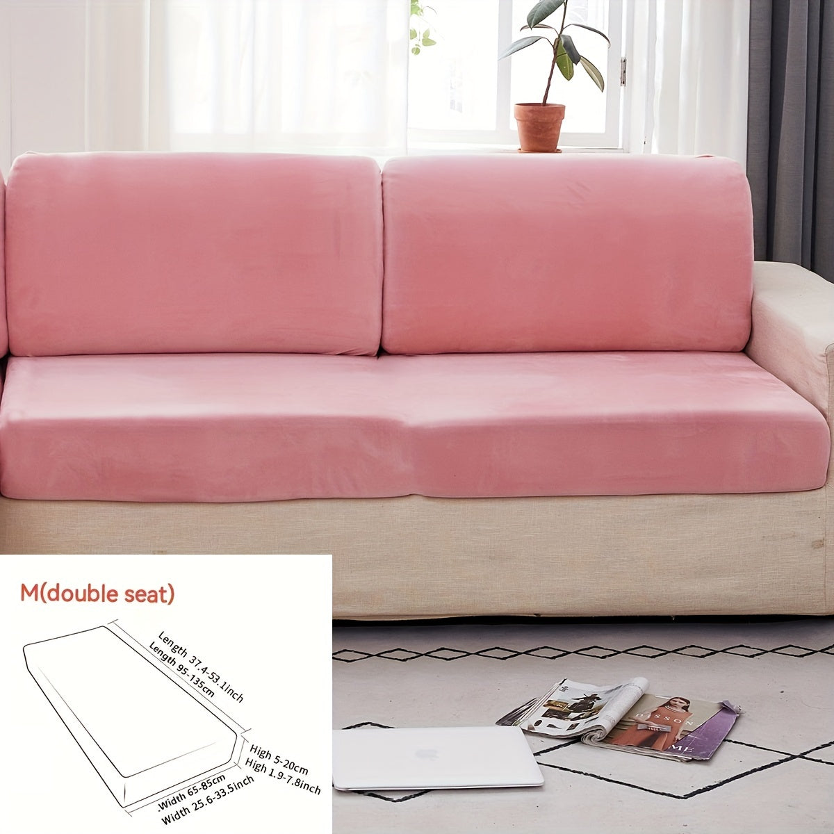 Golden Velvet Sofa Cover provides winter warmth and dustproof furniture protection. Easy to clean with elastic fabric, it offers full coverage and universal anti-slip design. Also serves as an anti-cat scratch back cover, cloth cushion cover suitable for