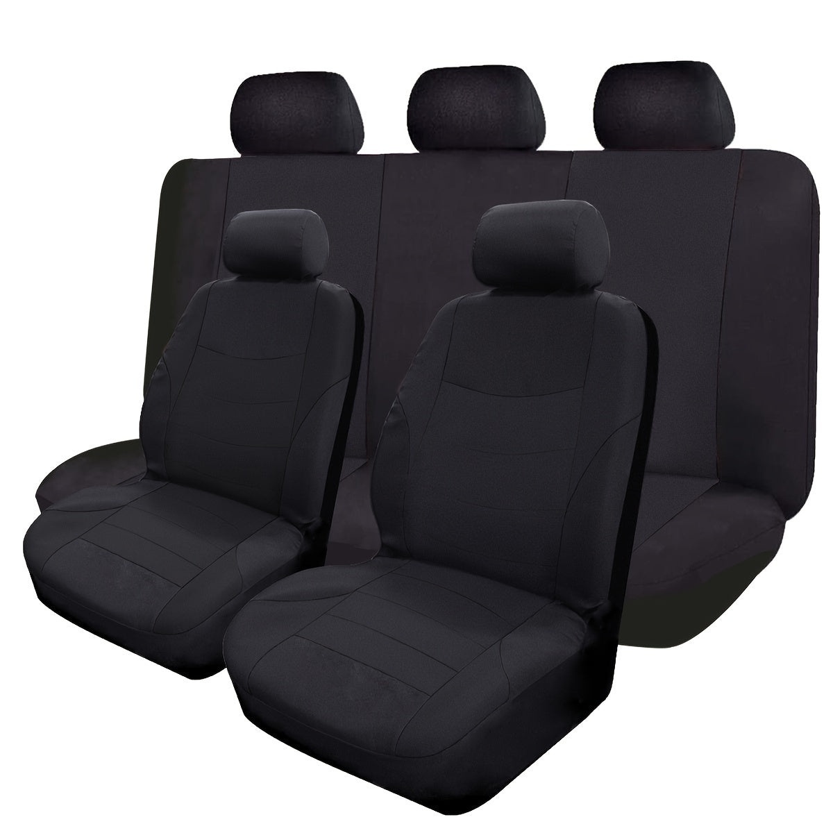 Polyester car seat cover set with sponge filler - breathable, comfortable, hand washable - suitable for all seasons.