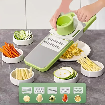 7-piece Multifunctional Vegetable Cutter Set with Basket and Carrot Grater