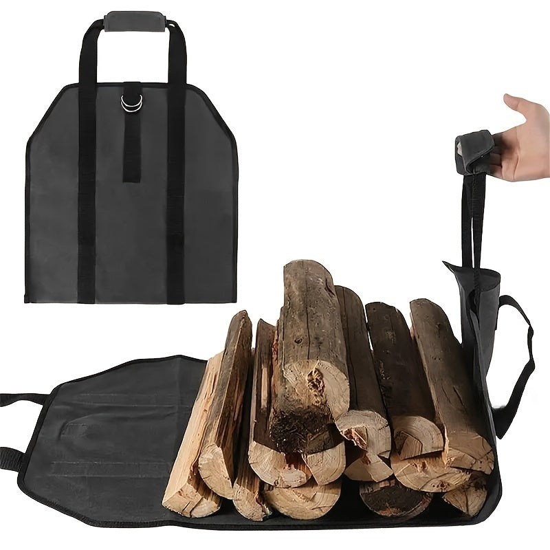 Large Capacity Wheat Straw Firewood Carrier Bag - Portable Outdoor Log Transport Organizer with Convenient Handles for Easy Lifting