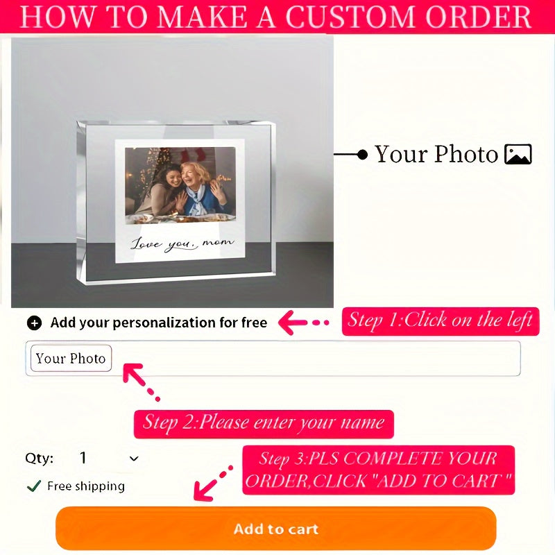 Acrylic Photo Frame Customized Just for Mom: Ideal for Mother's Day - Can be Used Indoors or Outdoors