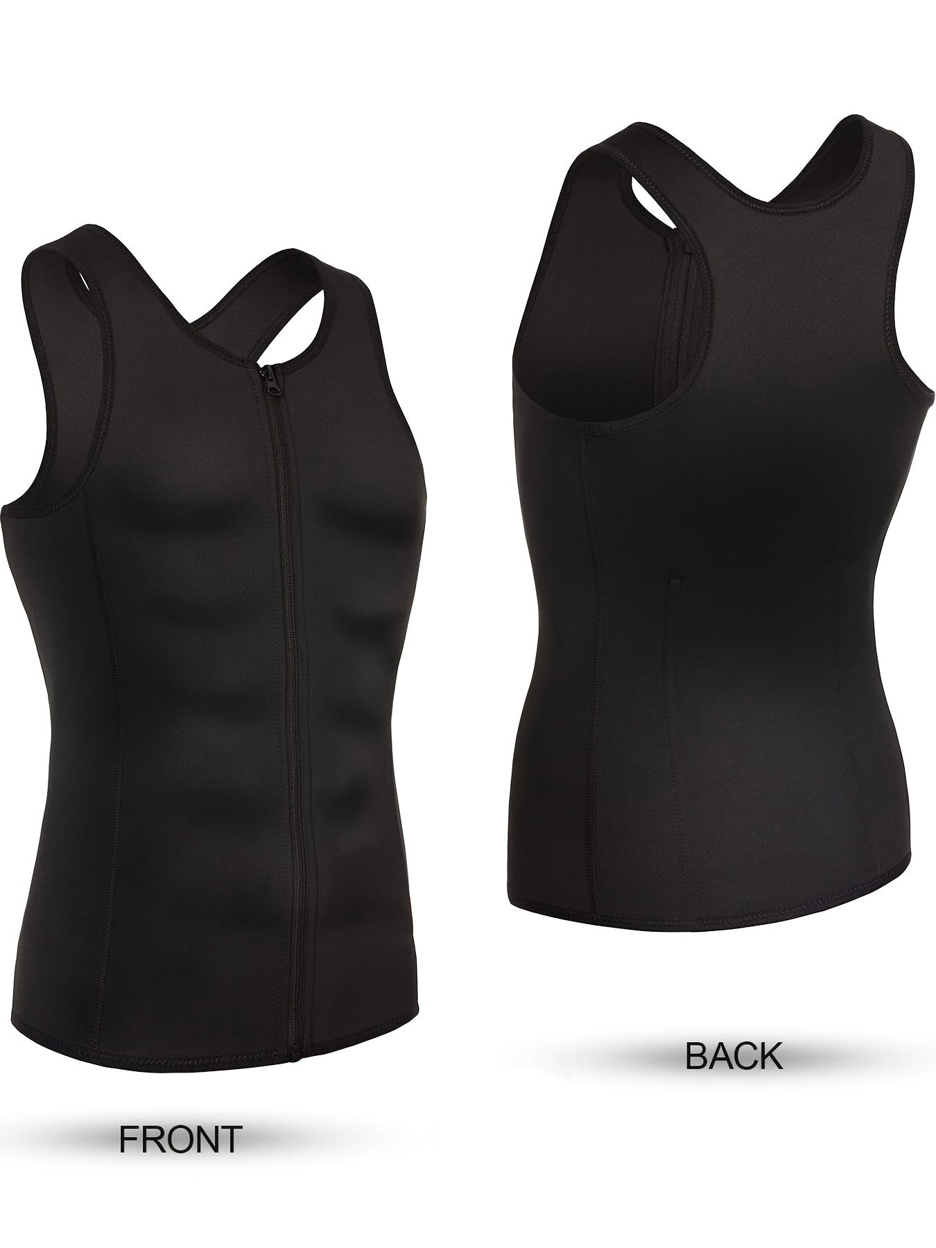 Skinny compression tank top for men, provides back support during sports workouts.