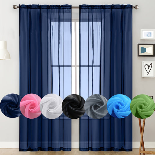 One pack of contemporary semi-sheer polyester curtains with rod pocket window panels. These machine washable cordless Trilon fabric curtains are perfect for adding a romantic touch to your living room or bedroom decor. The knit weave design adds a