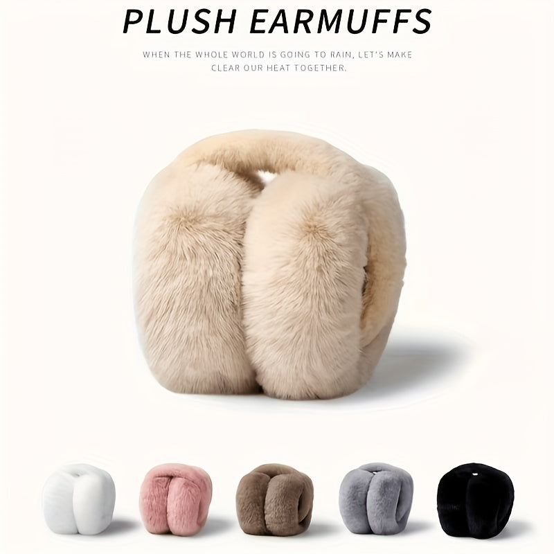 Cozy winter ear warmers made of foldable faux rabbit fur, suitable for both men and women. These polyester stretch ear muffs are perfect for autumn and winter, and should be hand washed only to maintain their quality.