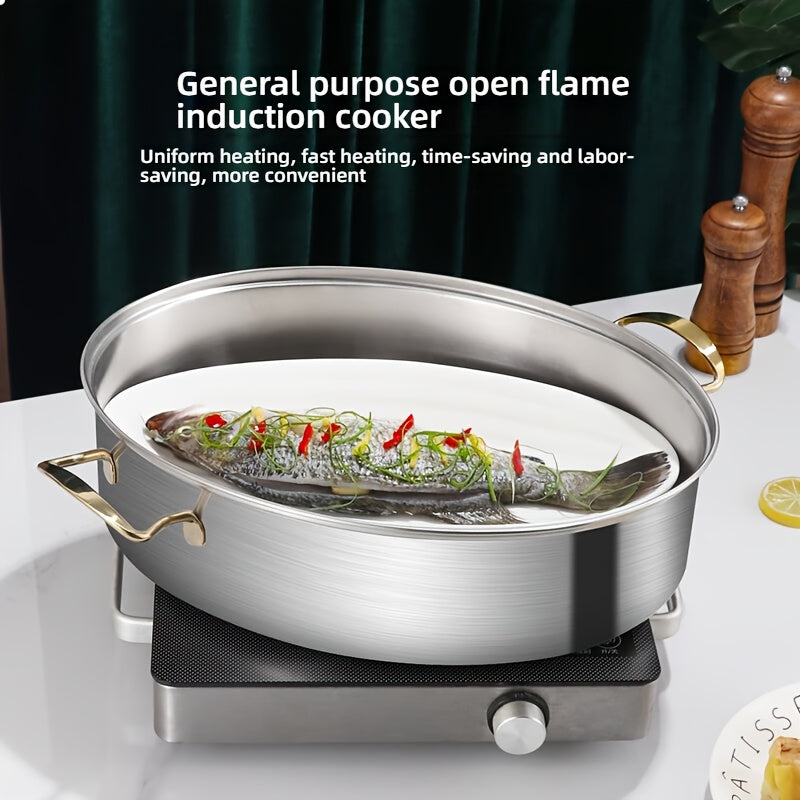 This Stainless Steel Steamer Pot is Large, Non-Stick, and Versatile for Cooking Seafood & Fish - Suitable for Induction Cooktops and Ideal for Both Home Kitchens and Restaurants.