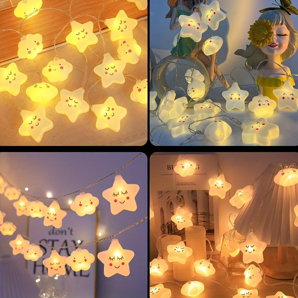 Star and cloud string lights require batteries (not included).