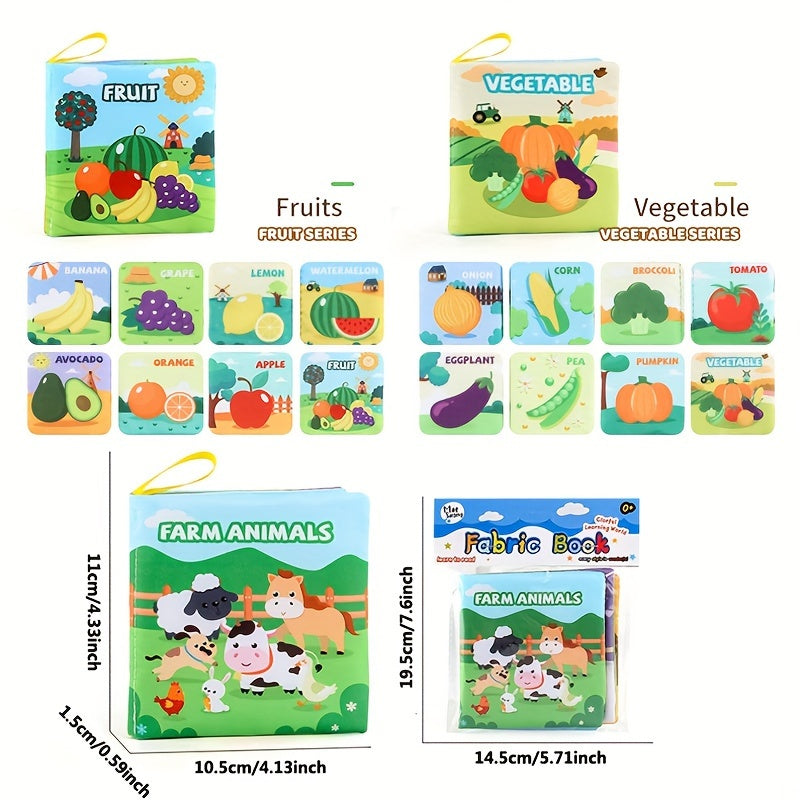 Set of 9 Baby Cloth Books with Early Education Puzzle for Learning Objects, Tear-proof and Washable Palm Book (4 sheets, 8 pages each)