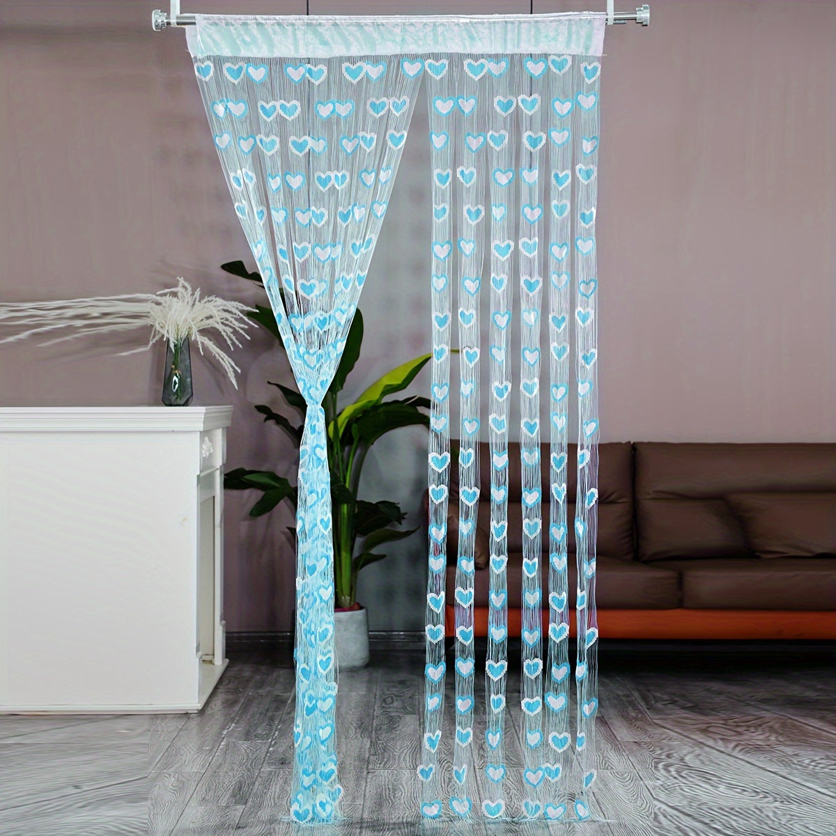 Sheer Curtain with Romantic Heart Design - Perfect for Weddings & Home Decor; Made of Lightweight, Power-Free Polyester.