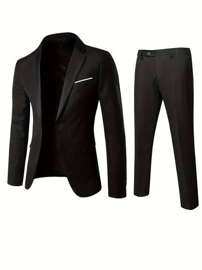 Fashionable 2-piece suit set for men's wedding banquets and parties.