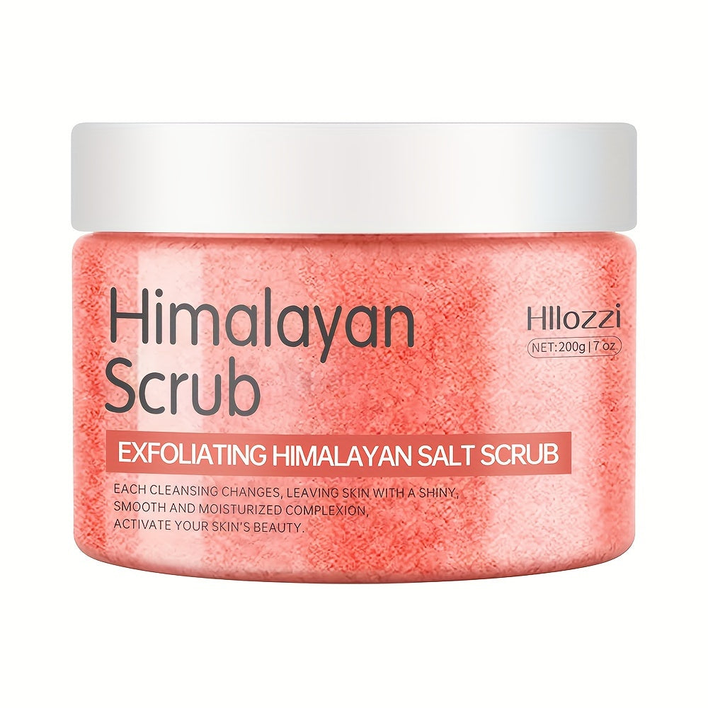 7oz/200g Himalayan Salt Exfoliating Body Scrub for all skin types. Contains Coconut Oil and Glycerin for gentle, moisturizing care. Creamy texture with natural exfoliation and brightening