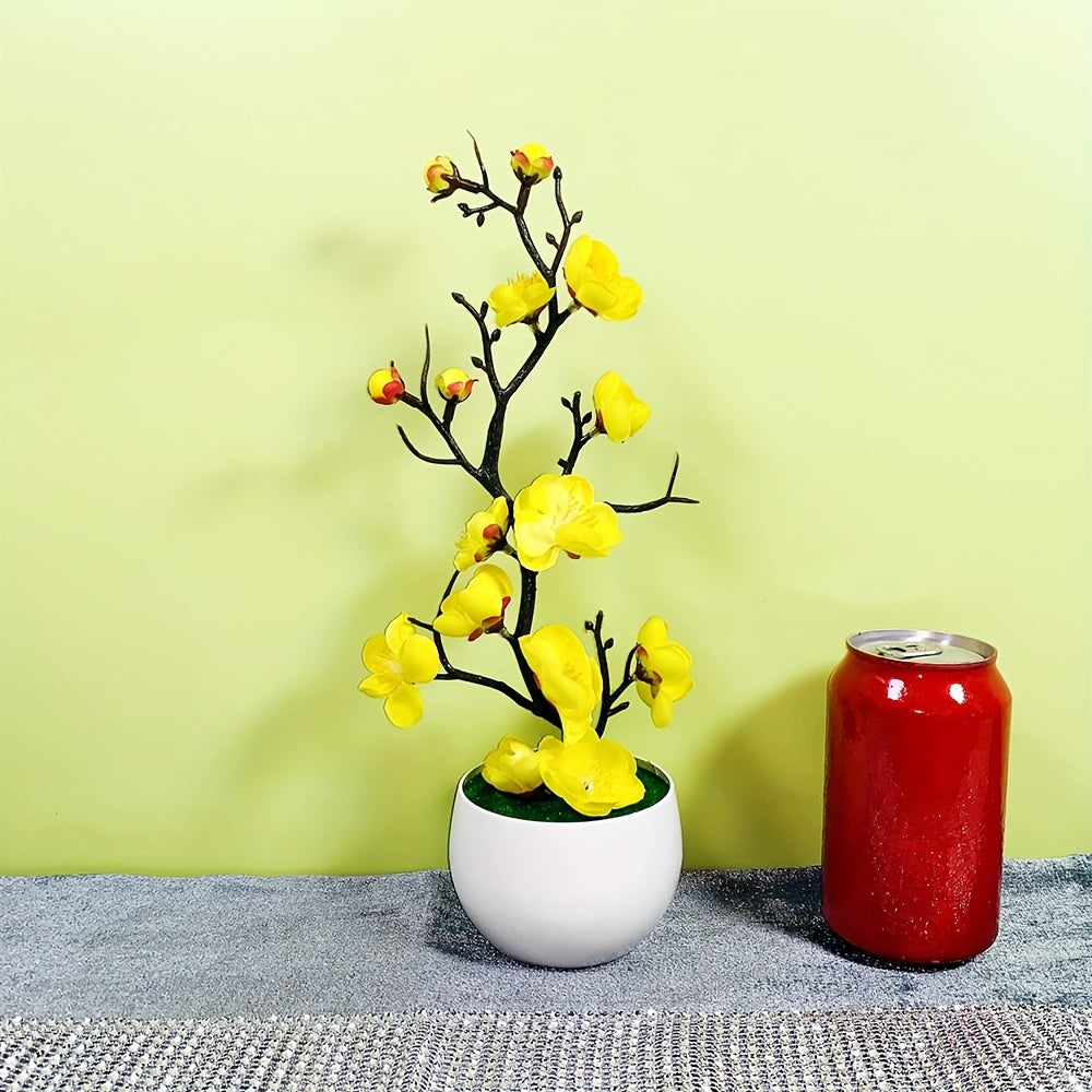 1 artificial plum potted plant for weddings and decorations in various settings.