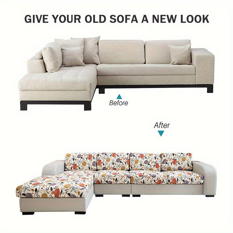 Waterproof flower printed sofa slipcover for furniture protection in various settings.