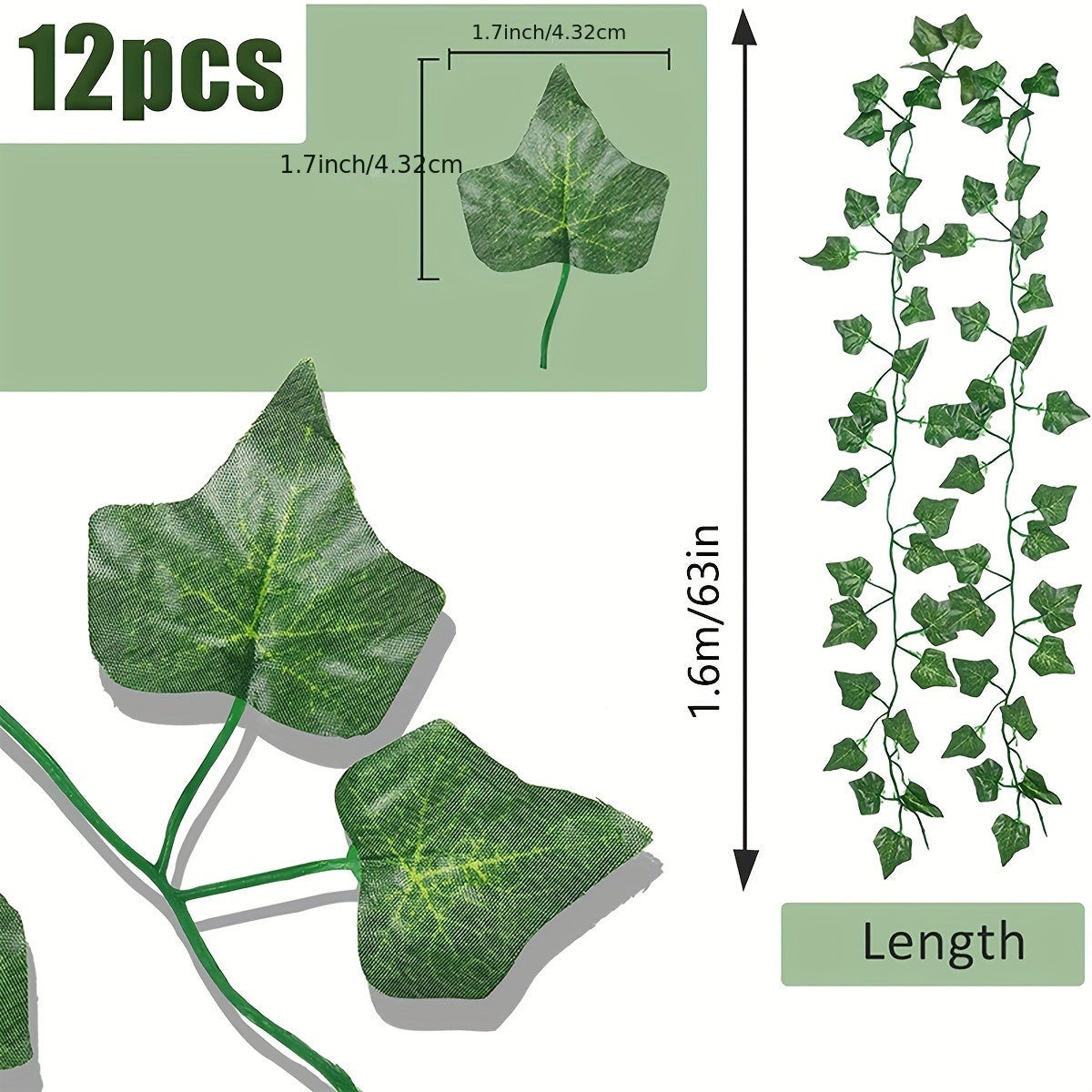 Искусственная гирлянда из плюща для декора комнаты или свадьбы с висячими лозами и зелеными листьями.