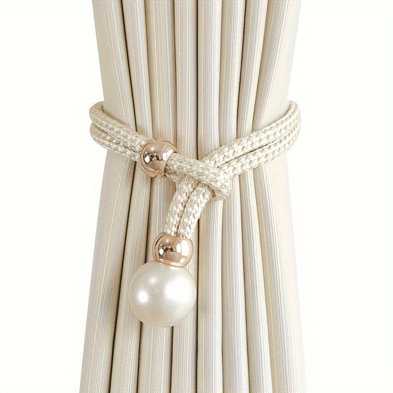 1 set of 2 pieces of pearl decorative curtain buckles, representing high-end luxury and adjustable style for your curtains. These elegant pearl curtain straps are perfect for enhancing the decoration of your curtains in any room, whether it be a bedroom