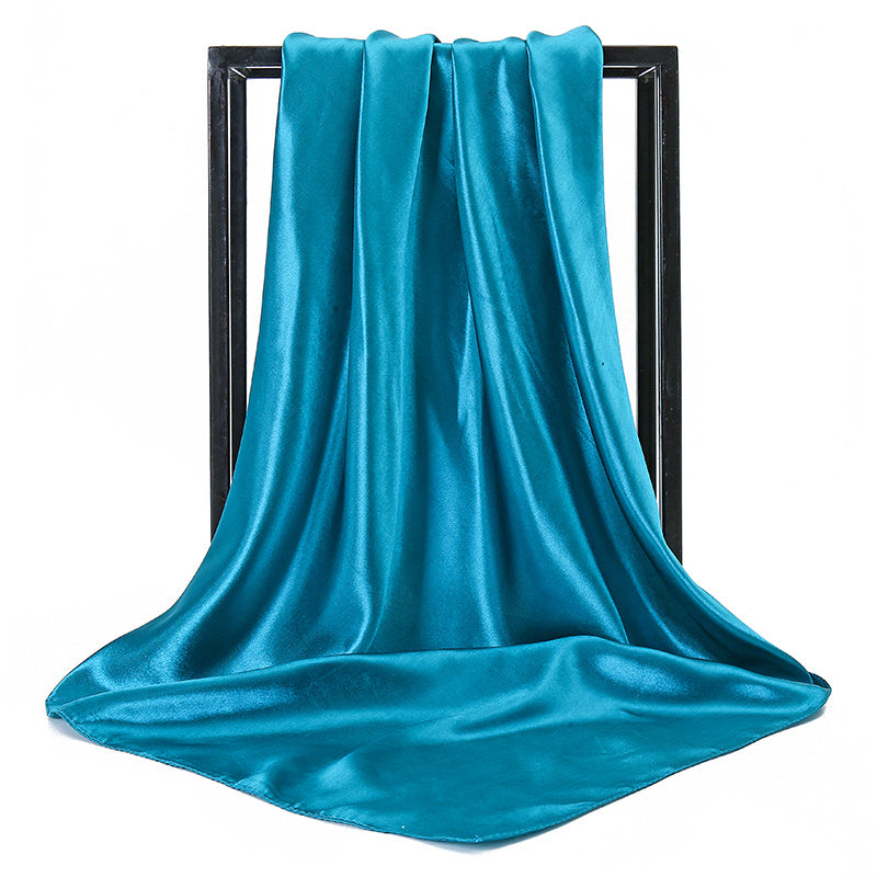 Large satin square scarf for women, suitable for hair wrapping or as a gift. Made from imitation silk.