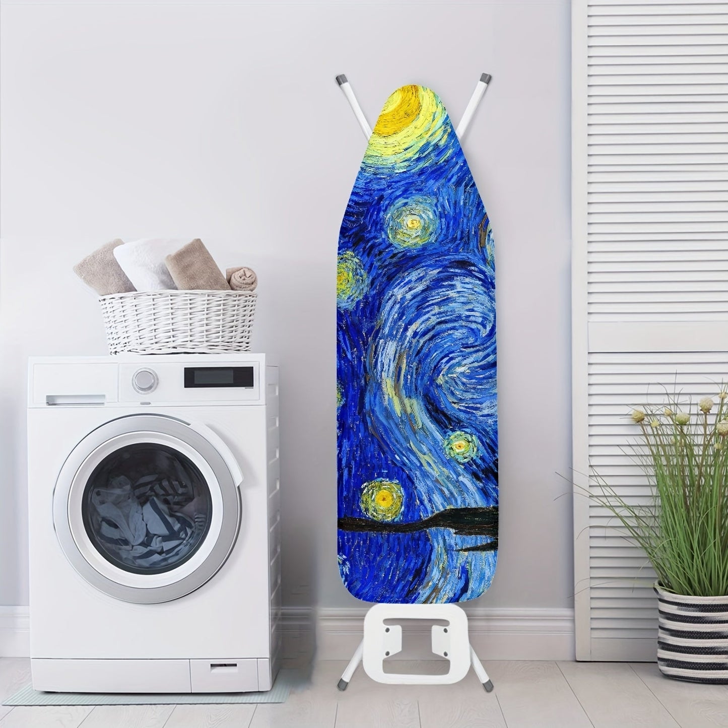 Elastic Ironing Board Cover featuring Van Gogh's Starry Night Art Print, 1-Piece Anti-Stain Protective Dust Cover designed for Standard Ironing Boards