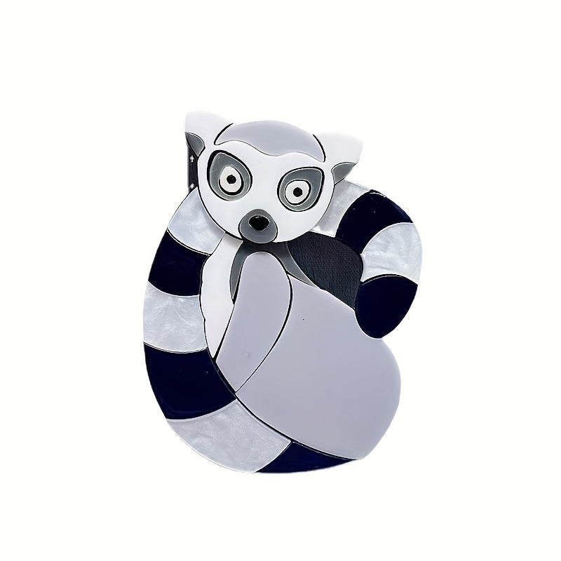 Adorable Lemur Brooch - Cartoon Animal Pin made of Acrylic, perfect for adding a touch of whimsy to your clothing or bags