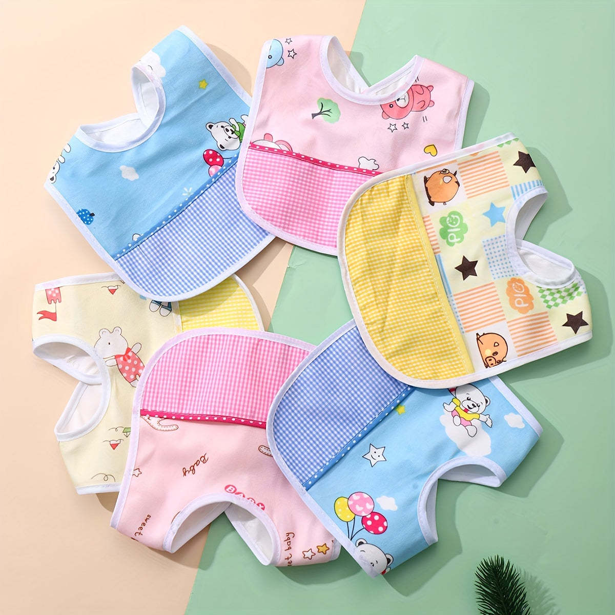 Set of 3 Velvet Waterproof Bibs, Cute Cartoon Designs for Feeding and Drooling