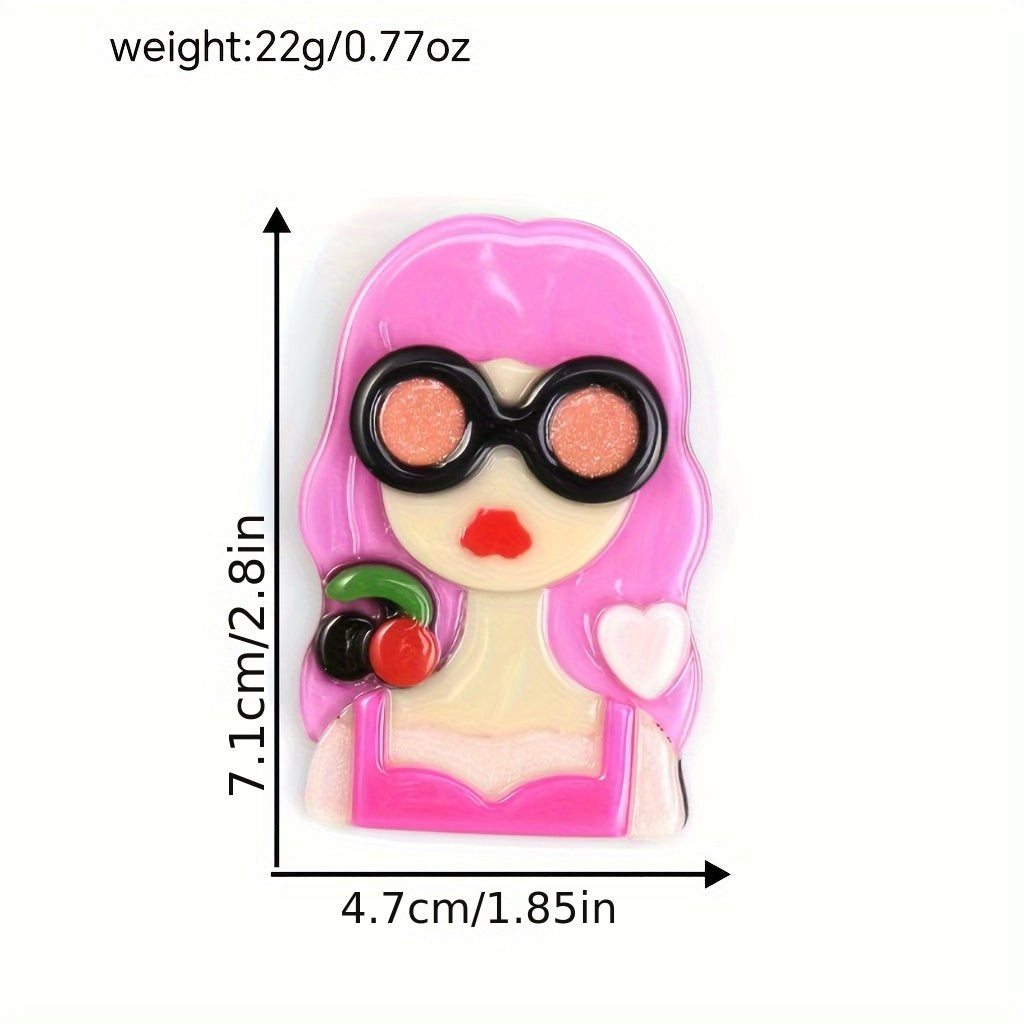 Stylish Acrylic Lady Pins with Glasses - Adorable and Distinctive Women's Accessories