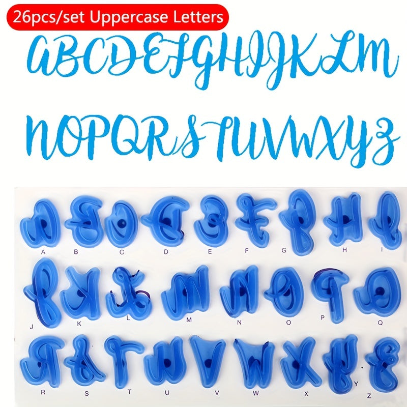 Mold Set featuring Upper and Lower Case English Alphabet Letters for Fondant Printing, Cookie Baking, and Cake Decoration