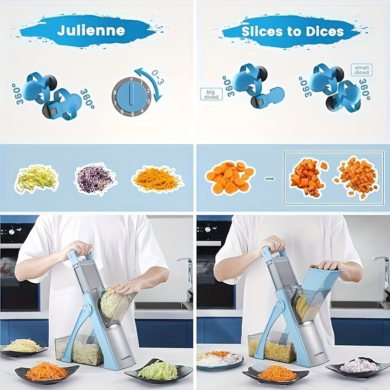 Stainless Steel Blade Manual Mandoline Slicer for Adjustable Thickness Julienne & Dicing, Large Vegetable Chopper, ABS Material, Rectangle Shaped Blade, No Electricity Required