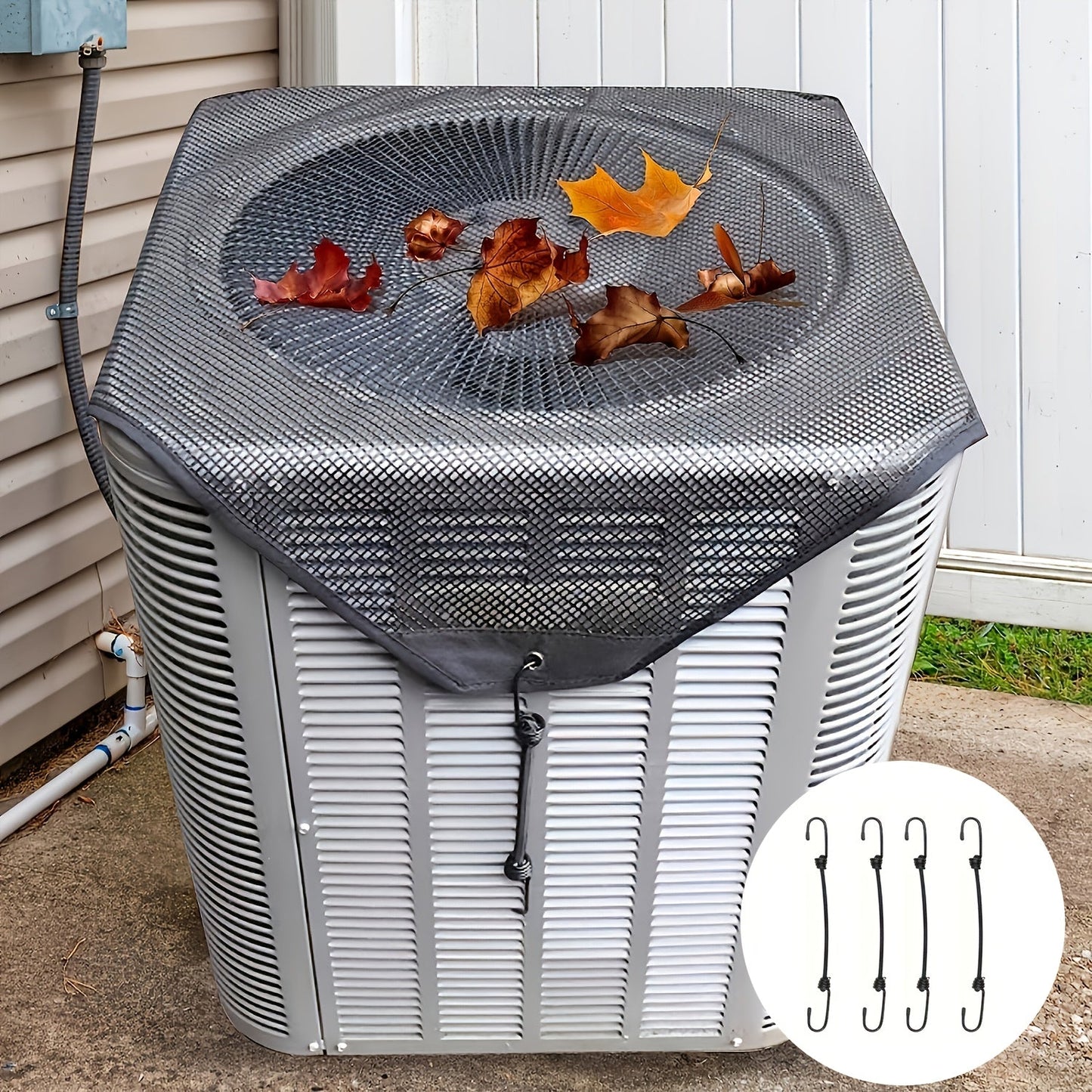 Protect your outdoor air conditioner with a durable plastic cover that includes hooks for easy installation. This cover is designed to prevent leaves, rain, and dust from damaging your unit, while still allowing for proper ventilation. Keep your central