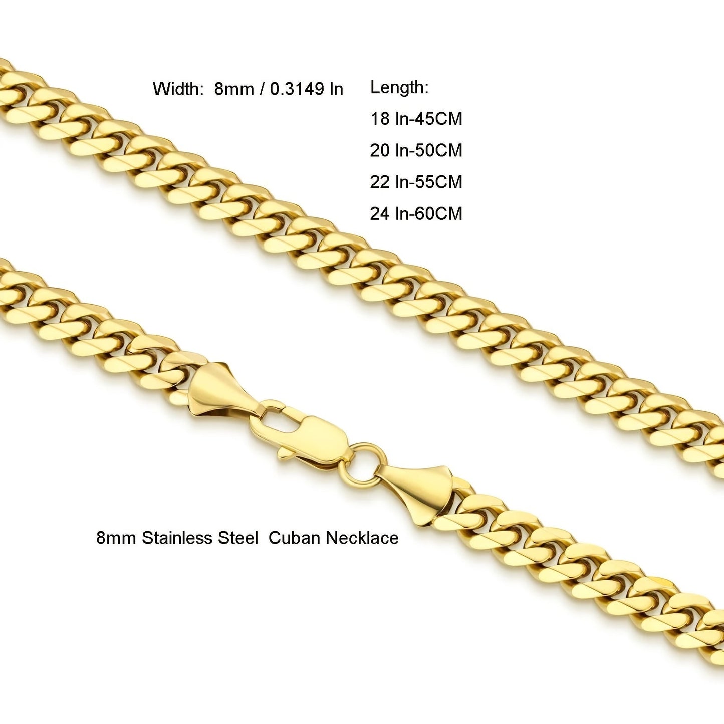 ICEDCHICS presents a 1pc 8mm Stainless Steel 6-sided Imitation Diamond Cut Miami Cuban Chain, item number 0299.