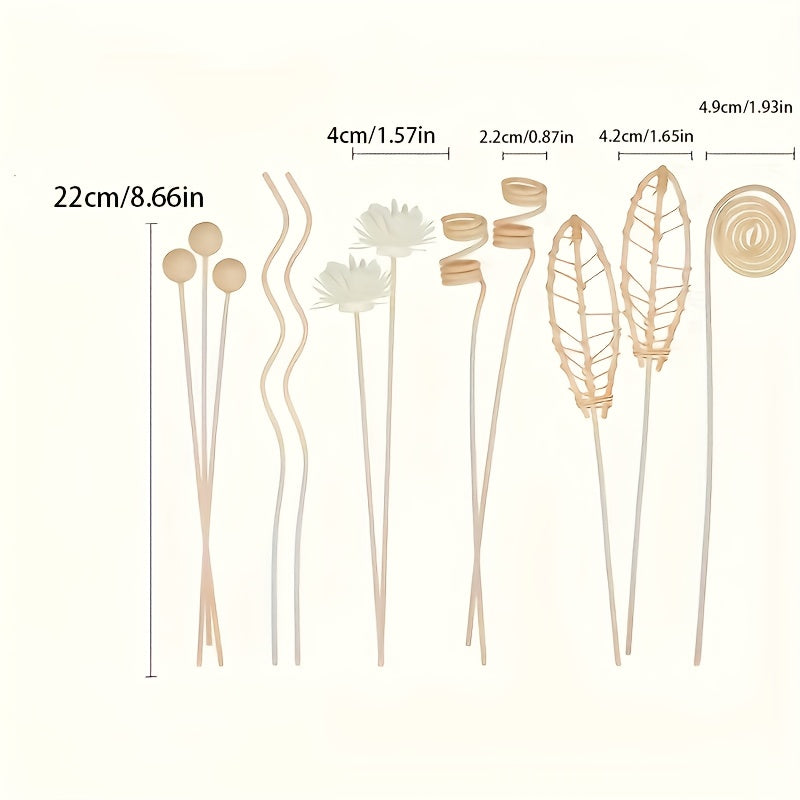 12 dona reza difuzor to'plami, zamonaviy dizayn va oq gullar bilan tabiiy rattan tayoqchalari bilan, uy bezatish va aromaterapiya uchun mukammal, hidlanmagan.
