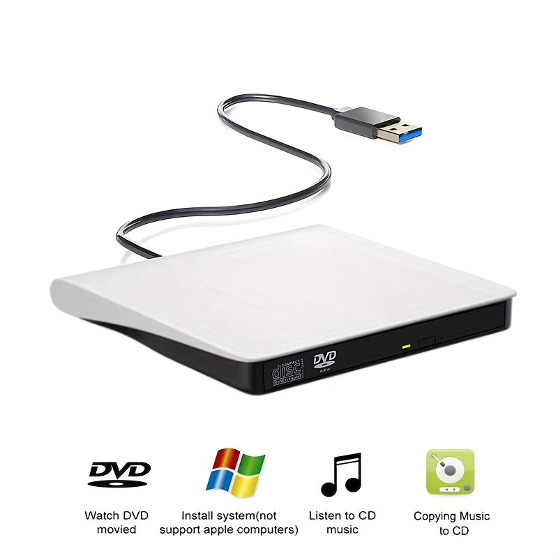 Портативный DVD/CD плеер BIKILI USB 3.0 для ноутбуков, настольных ПК, Windows, Linux, Mac, iOS. Батарея не включена.