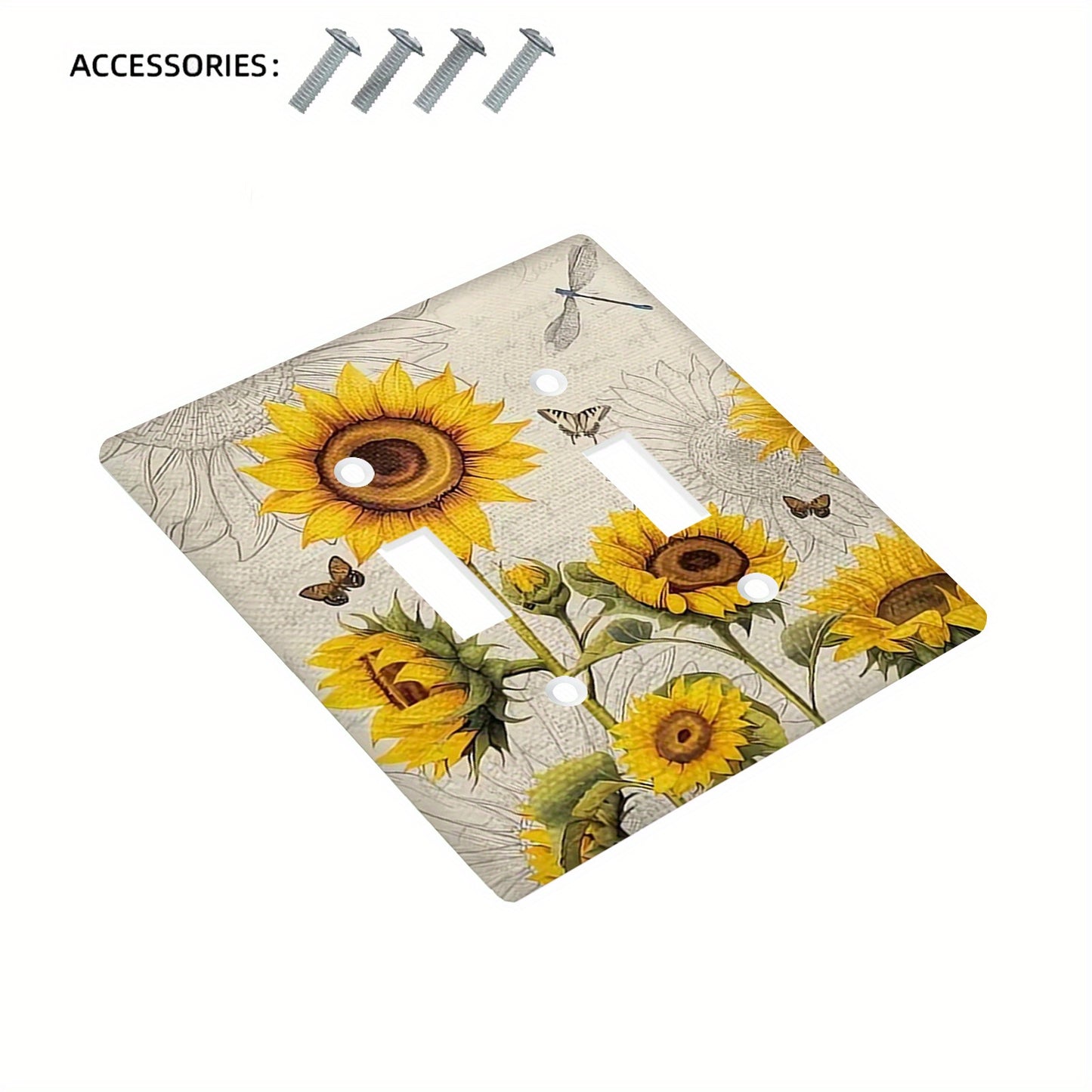 Sunflower decorative wall plate switch cover, country style, easy to clean, for bathroom and bedroom wall decor.