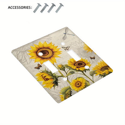 Sunflower decorative wall plate switch cover, country style, easy to clean, for bathroom and bedroom wall decor.