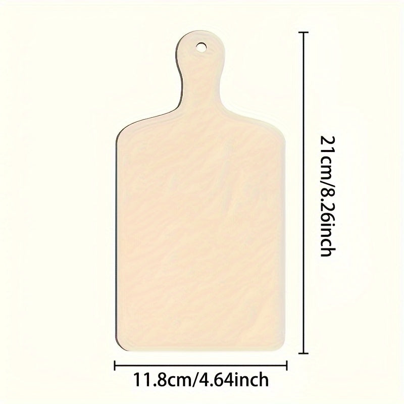 Three wooden DIY cutting board crafts, classic Christmas decorative hanging ornaments measuring 11.8x21cm, rustic wood plaques for painting measuring 4.64x8.26 inches, and wood coasters for dining.