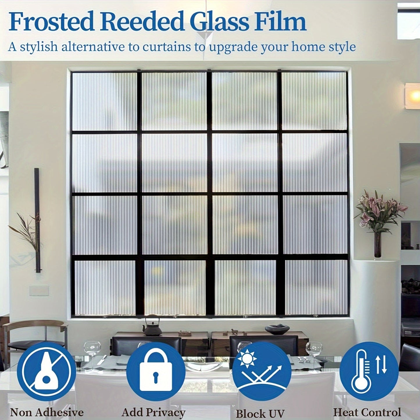 Classic Style PVC Window Film, 10mil Thickness, Static Cling Glass Sticker for Bedroom and Living Room Home Decor, 1 piece