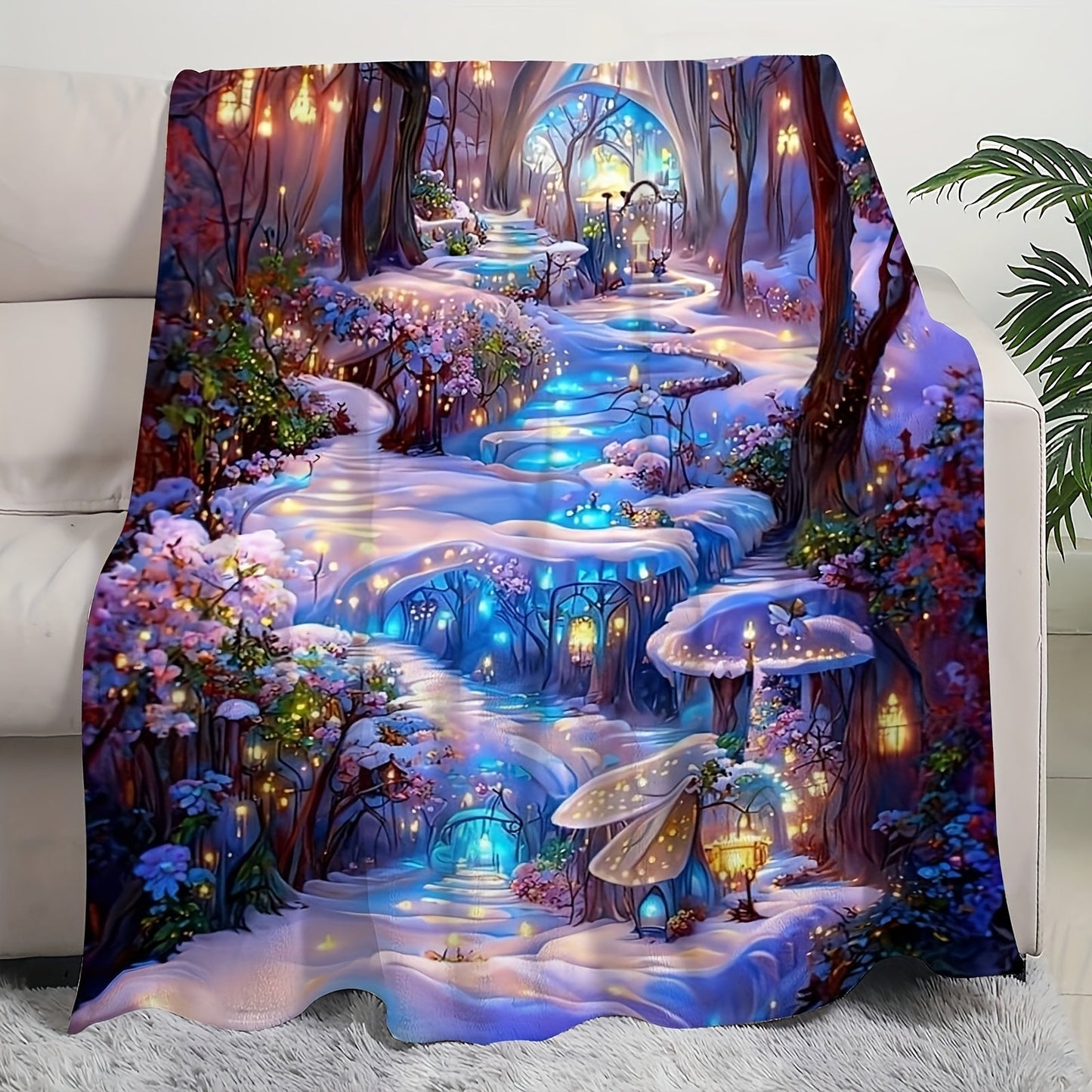 Soft, cozy, and warm, this Enchanted Forest Snow Scene Printed Flannel Throw Blanket is perfect for cozying up in any setting. Whether you're looking to use it in the office, for outdoor camping, or during travel, this versatile blanket is ideal for all