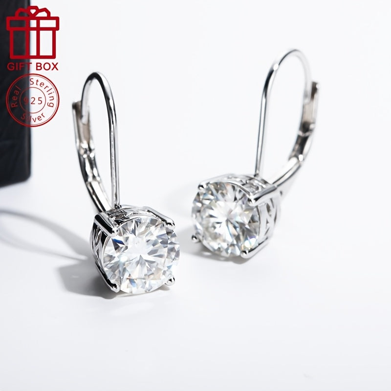 Luxurious and elegant, these gorgeous earrings are made of 925 sterling silver and feature a dazzling moissanite gemstone. Hypoallergenic and lightweight at approximately 2.1g, they are the perfect gift for a stylish girlfriend who loves to sparkle at