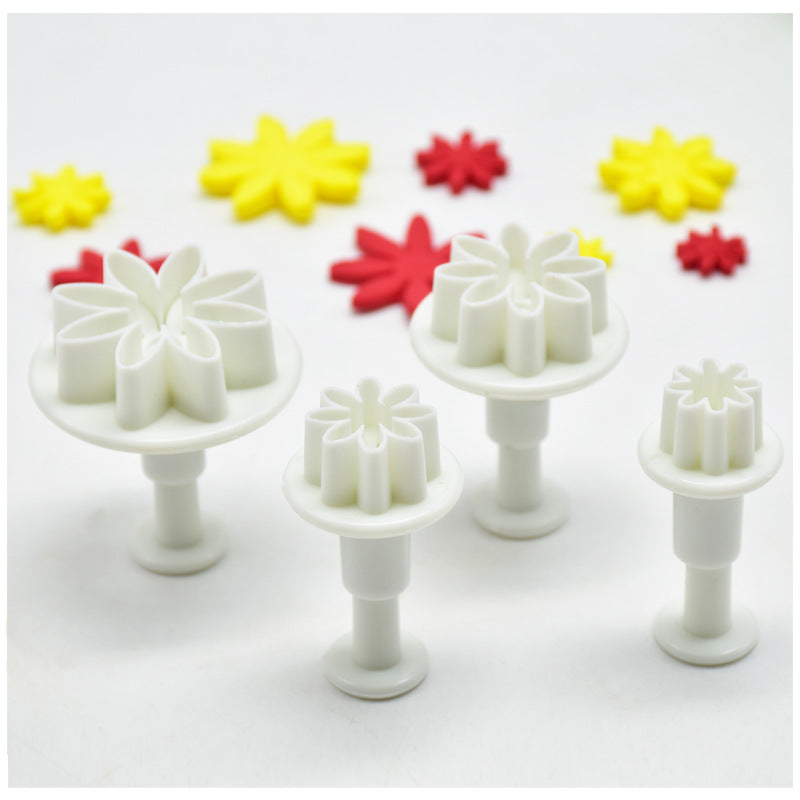 Set of 4 Fondant Molds in Flower Shapes for Homemade Cookie and Candy Creations, Essential Baking Tools and Kitchen Gadgets