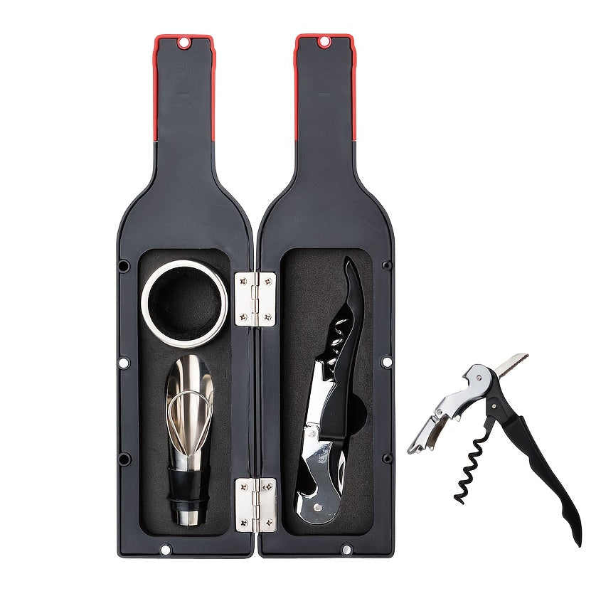 Portable wine opener set: metal and plastic, no electricity needed, perfect for gifting on holidays like Christmas, Valentine's Day, and other special occasions.