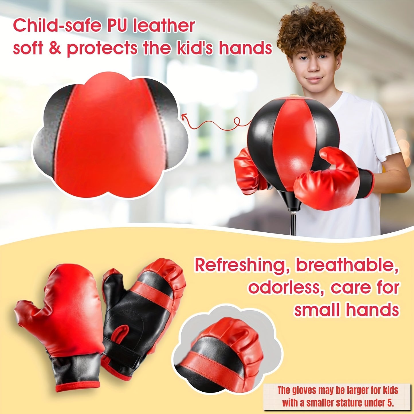 Adjustable kids' boxing punch bag with stand - 103.12cm tall, gloves included for boys and girls, ideal outdoor sports toy.