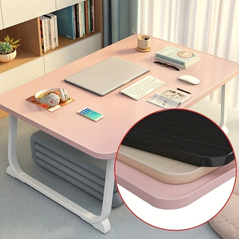 Large Folding Study Desk perfect for students or working from home, with a spacious tabletop and U-shaped legs for stability. Made of durable wooden material, ideal for use in the bedroom, living room, or outdoors.