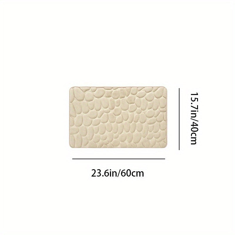 Pebble Embossed Non-Slip Bathroom Bath Mat Set with Memory Foam - Super Soft, Absorbent, and Quick-Drying Rug for Comfort and Safety. Machine Washable and Thick for a luxurious feel in your bathroom.