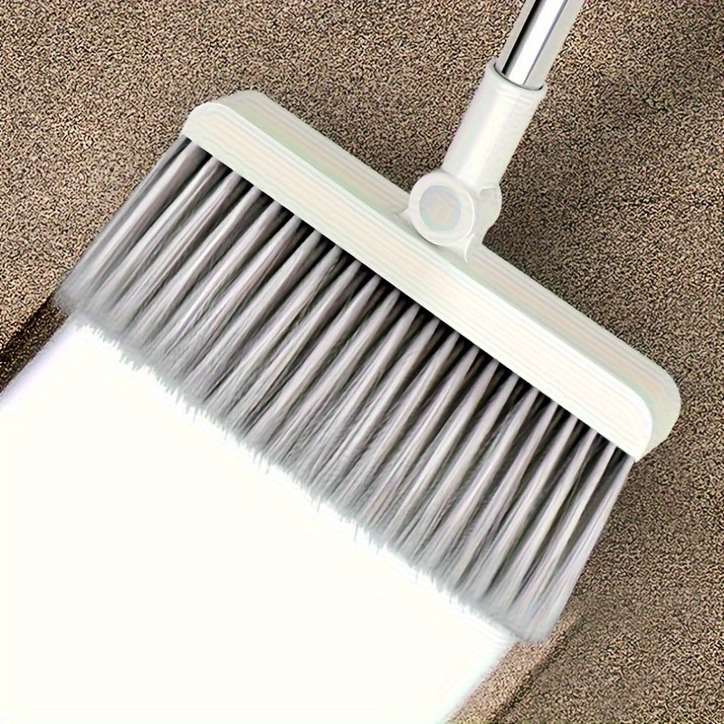 The Multi-Angle Folding Broom and Dustpan Set is equipped with a telescopic handle and comb teeth, making it perfect for cleaning living rooms, bedrooms, kitchens, and floors.