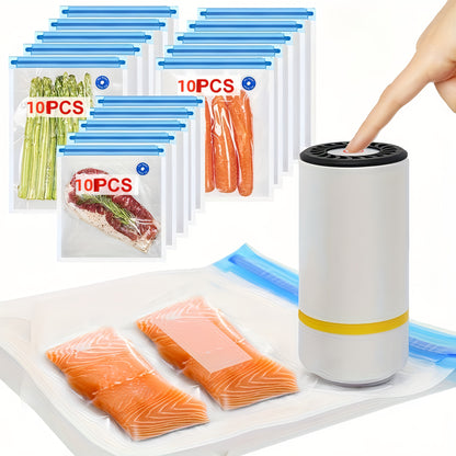 The JKUOO Electric Vacuum Sealer Machine is a 3-in-1 device with a handheld pump. Made of durable ABS material, it features USB charging and an 800mAh lithium battery for convenient use. The machine operates automatically with 3.7W of power and includes