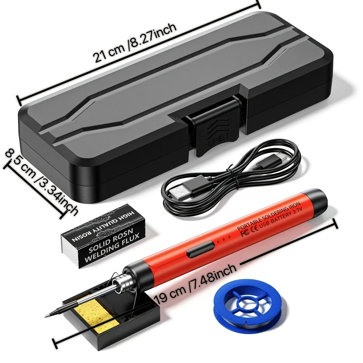 USB/Battery Dual-Use Soldering Iron with Temperature Adjustment and Accessories